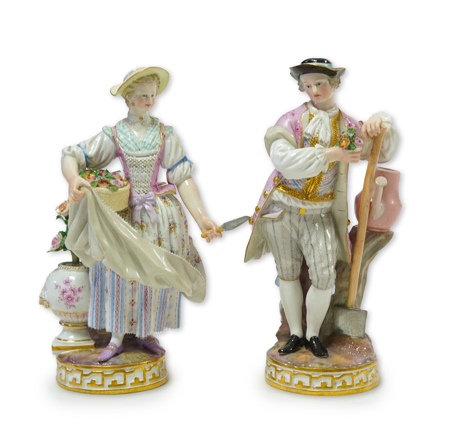 A pair of Meissen porcelain figures of gardeners, late 19th century